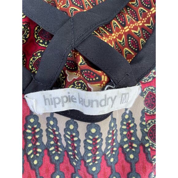 HIPPIE LAUNDRY Top Blouse Womens M Balloon Sleeve Peasant Shirt Strappy Gathered - Picture 5 of 5